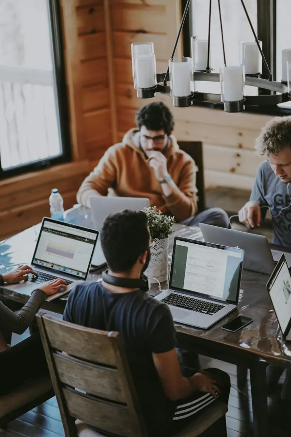 Colleagues working together in a modern professional office